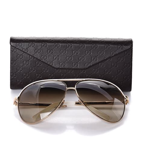 GUCCI Aviator Sunglasses 1827/S White Gold 